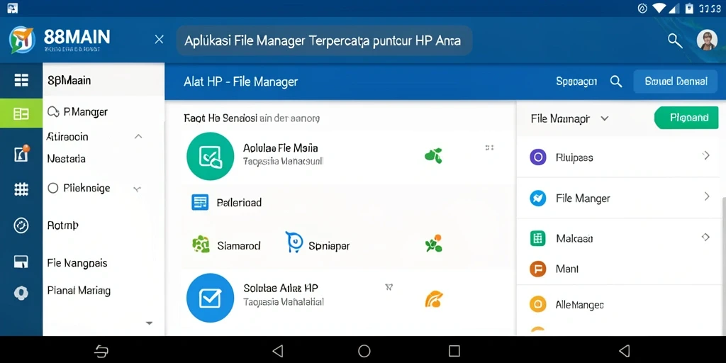 Antarmuka aplikasi File Manager 88MAIN yang sederhana dan efisien.