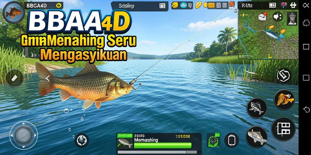 Antarmuka pengguna BBCA4D saat memancing di laut dengan berbagai ikan.