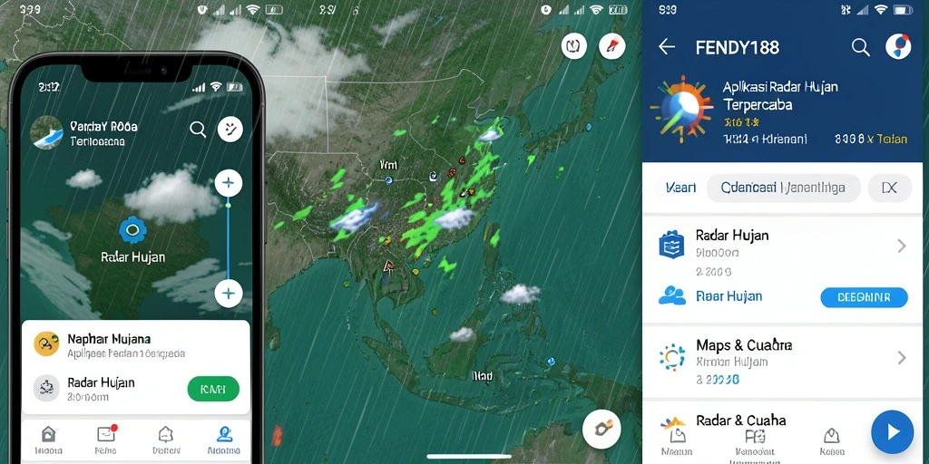 Tampilan antarmuka aplikasi FENDY188 dengan radar hujan yang jelas.