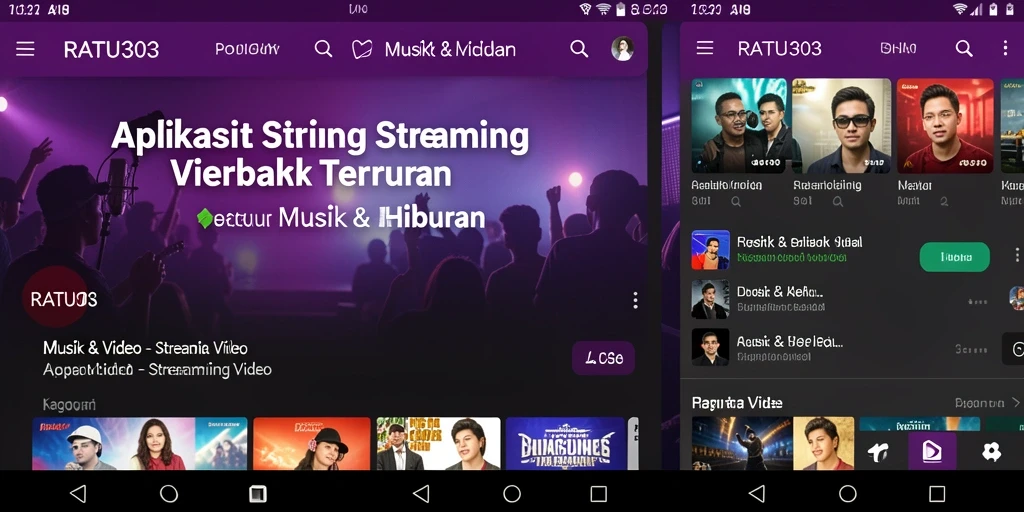 Antarmuka aplikasi RATU303 yang sederhana dan menarik untuk streaming video.