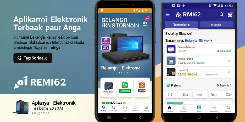 Antarmuka pengguna intuitif aplikasi REMI62 untuk belanja elektronik.