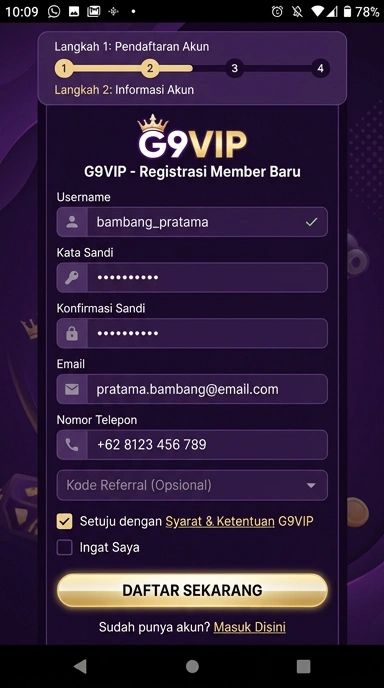 Cara Mudah Buat Akun Baru g9vip untuk Android